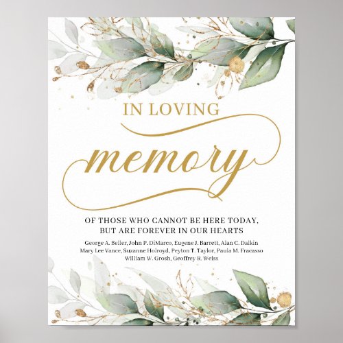 Greenery boho eucalyptus in loving memory sign