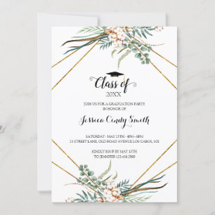 Greenery Boho Eucalyptus Leaves Photo Graduation Invitation