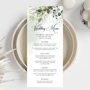 Greenery boho foliage eucalyptus wedding dinner menu