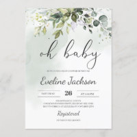 Greenery Boho Oh Baby Shower Invitation Eucalyptus