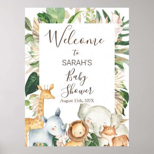Greenery Boho Safari Baby Shower Welcome Sign