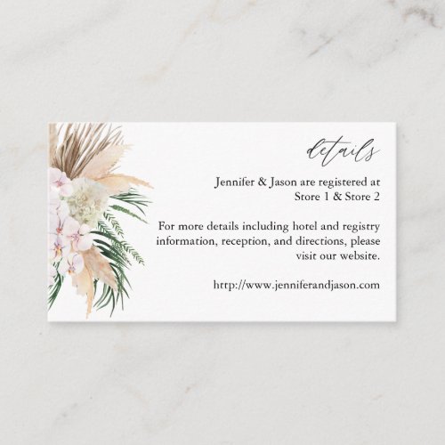 Greenery Boho Tropical Floral  Enclosure Card