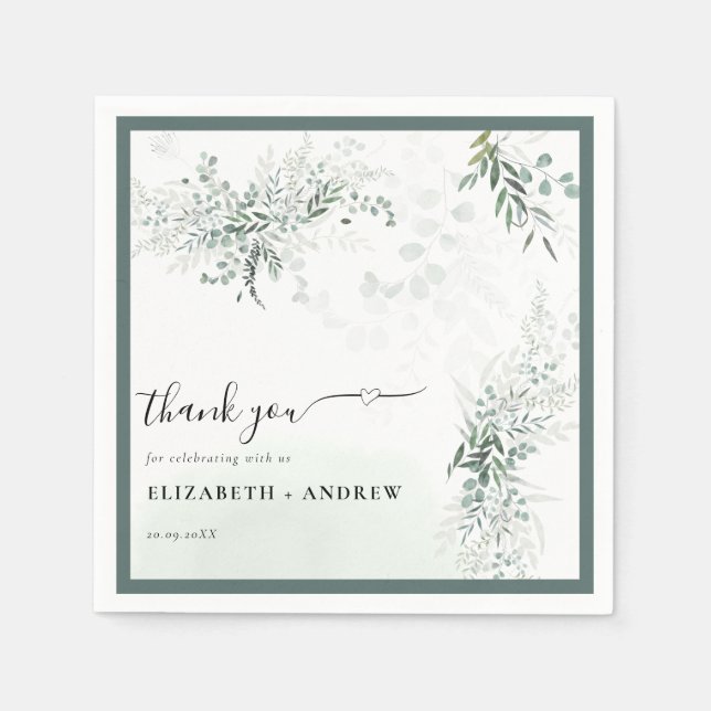 Greenery Boho Wedding Napkins (Front)