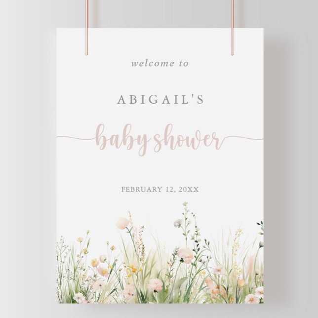 Greenery Boho Wildflower Baby Shower Welcome  Poster (Creator Uploaded)