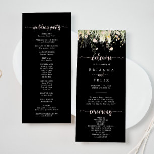 Greenery Boho Wildflower Black Wedding Program