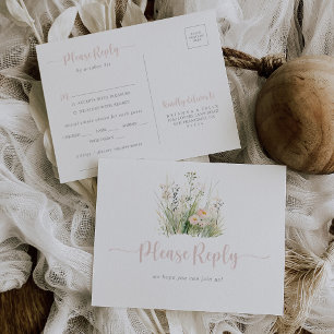 Greenery Boho Wildflower Menu Choice RSVP 