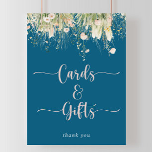 Greenery Boho Wildflower Navy Cards and Gifts Sign
