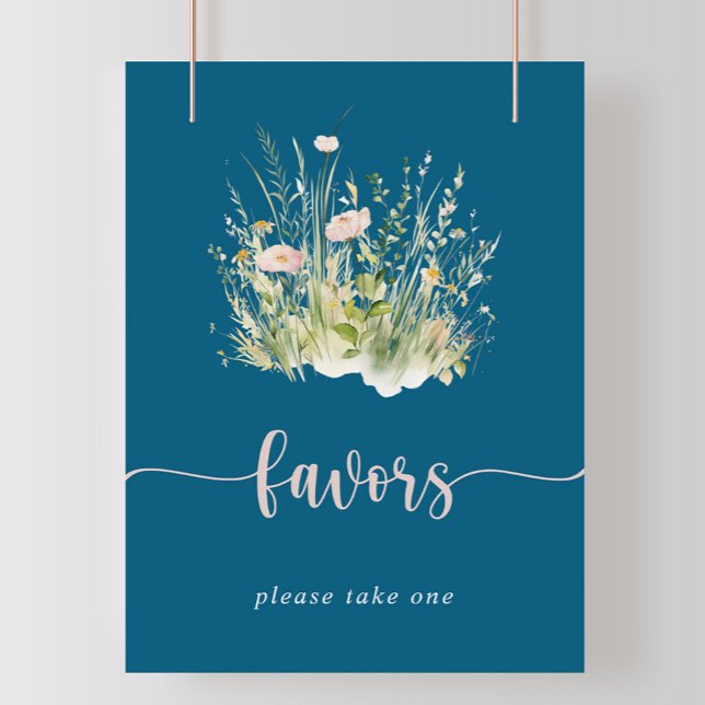 Greenery Boho Wildflower Navy Favors Sign (Creator Uploaded)