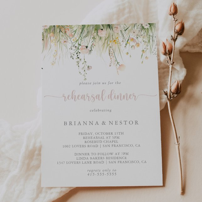 Greenery Boho Wildflower Rehearsal Dinner  Invitation (Creator Uploaded)