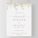 Greenery Boho Wildflower Rehearsal Dinner Welcome  Poster<br><div class="desc">This greenery boho wildflower rehearsal dinner welcome poster is perfect for a rustic wedding rehearsal. The design features watercolor pink,  blush,  yellow,  and white wildflowers arranged in elegant bouquets.</div>