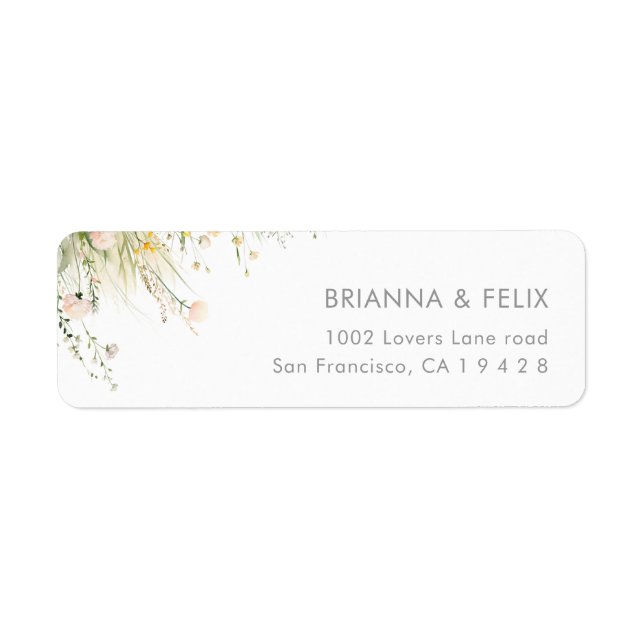 Greenery Boho Wildflower Wedding Address Label (Front)