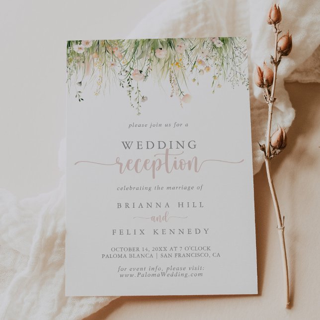 Greenery Boho Wildflower Wedding Reception  Invitation (Creator Uploaded)