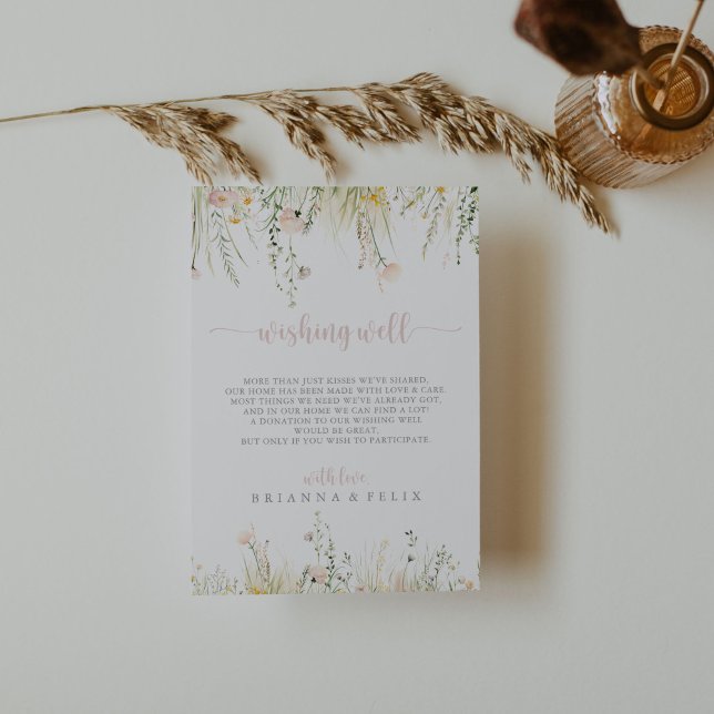 Greenery Boho Wildflower Wedding Wishing Well  Enclosure Card (Creator Uploaded)