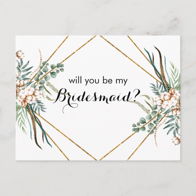 Greenery Boho Will You Be My Bridesmaid Card (Front)