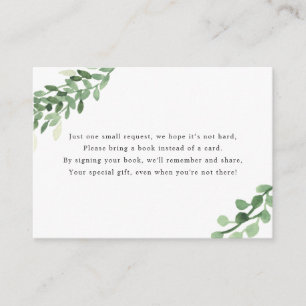 Greenery Books for Baby   Baby's First Library Enclosure Card
