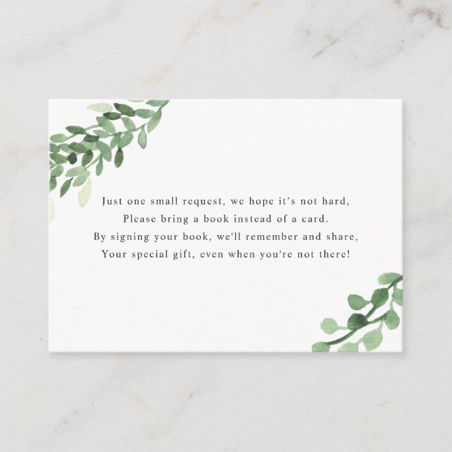 Greenery Books for Baby | Baby's First Library Enclosure Card (Front)