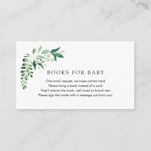 Greenery Books for Baby insert card