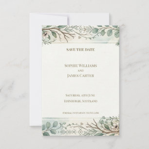 Greenery Border Save The Date Card