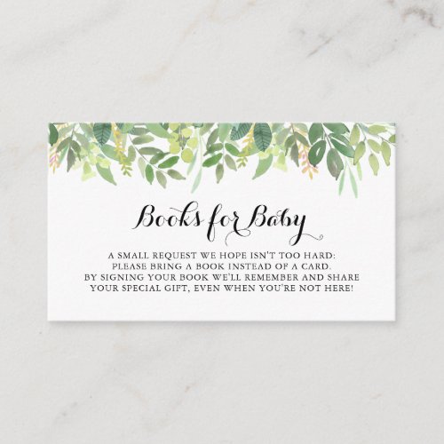 Greenery Botanical Baby Shower Book Request Enclosure Card
