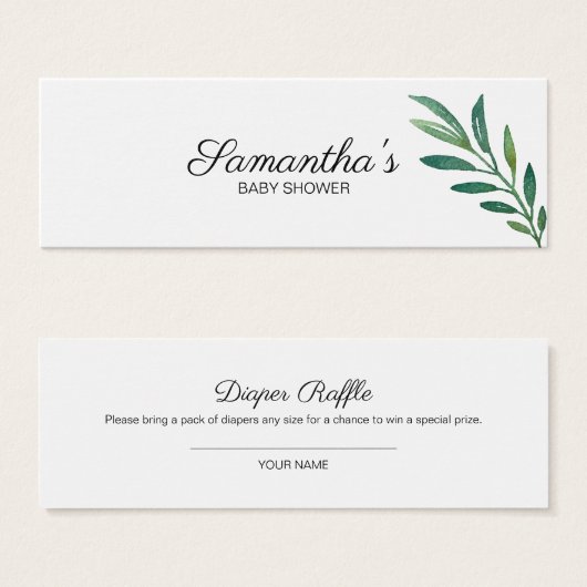 Greenery Botanical Baby Shower Diaper Raffle (Front & Back)