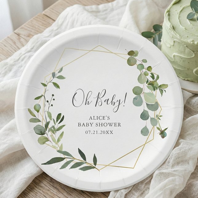 Greenery Botanical Baby Shower Paper Plates (Creator Uploaded)