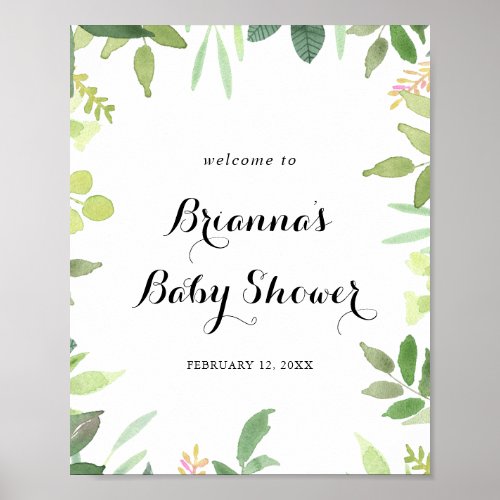 Greenery Botanical Baby Shower Welcome Poster