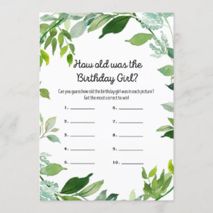 Greenery Botanical Birthday Girl Game 5x7" Size Invitation