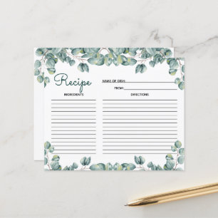 Greenery Botanical Bridal Shower Recipe Card