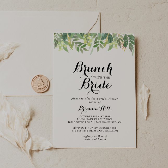 Greenery Botanical Brunch with the Bride Shower Invitation (Creator Uploaded)