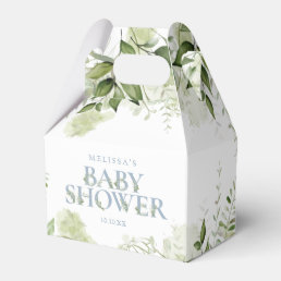 Greenery Botanical Dusty Blue Baby Shower Favor Boxes