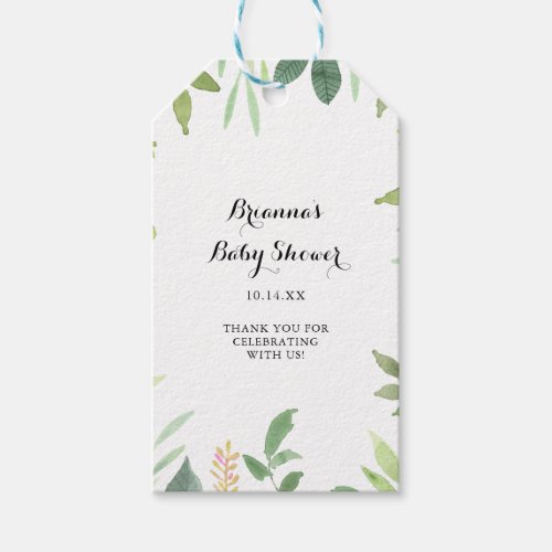 Greenery Botanical Foliage Baby Shower Gift Tags