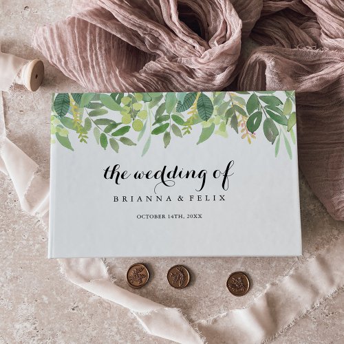 Greenery Botanical Foliage Calligraphy Wedding Guest Book