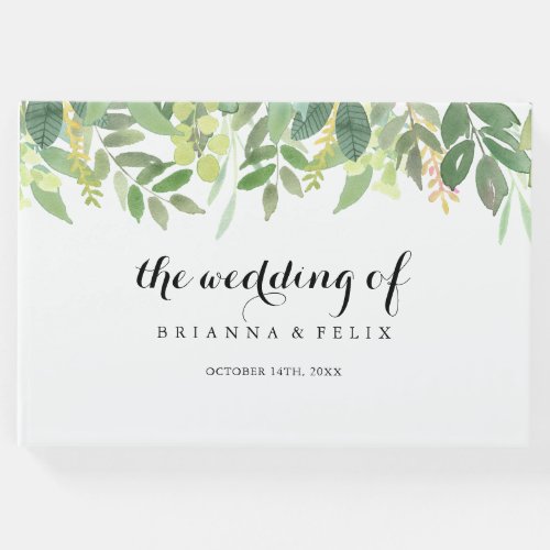Greenery Botanical Foliage Calligraphy Wedding Guest Book