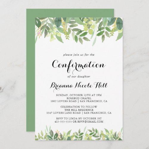 Greenery Botanical Foliage Confirmation Invitation