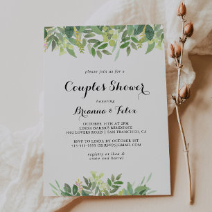 Greenery Botanical Foliage Couples Shower Invitation