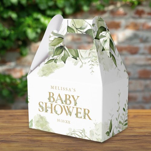 Greenery Botanical Foliage Gold Baby Shower Favor Boxes
