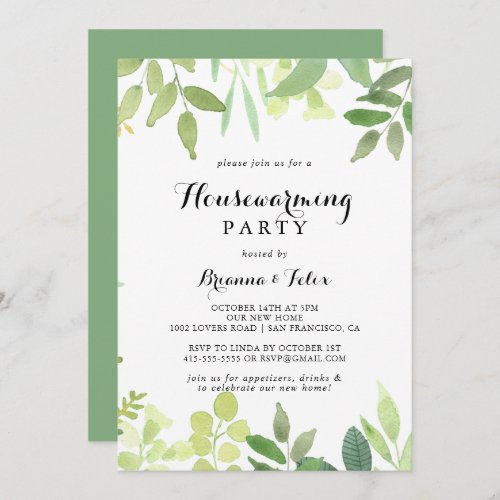Greenery Botanical Foliage Housewarming Party Invitation
