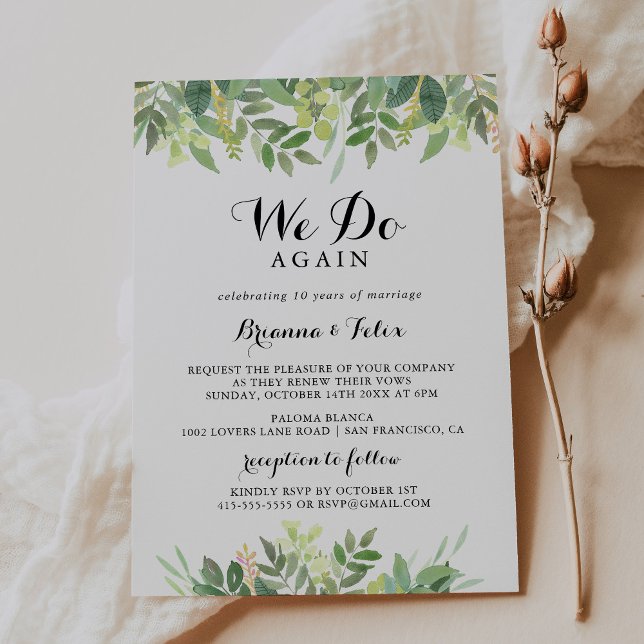 Greenery Botanical Foliage We Do Again Vow Renewal Invitation (Creator Uploaded)