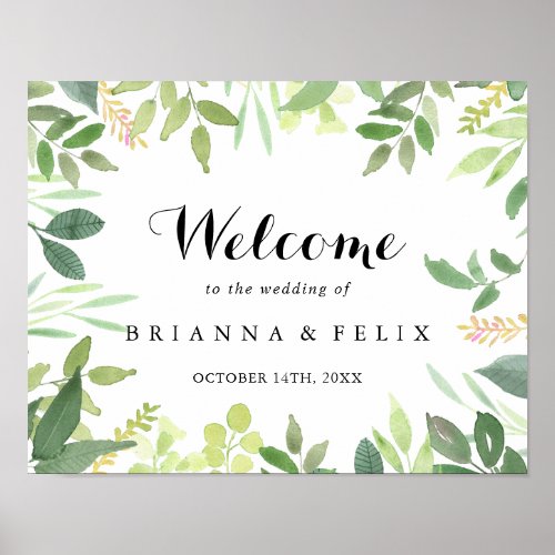 Greenery Botanical Foliage Wedding Welcome Sign