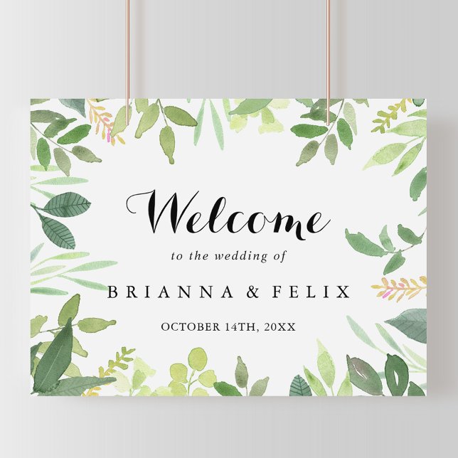 Greenery Botanical Foliage Wedding Welcome Sign (Creator Uploaded)