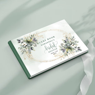 Greenery Botanical Gold Bridal Shower Guest Book