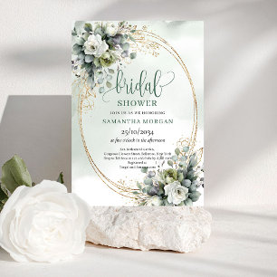 Greenery Botanical Gold Bridal Shower Invitation