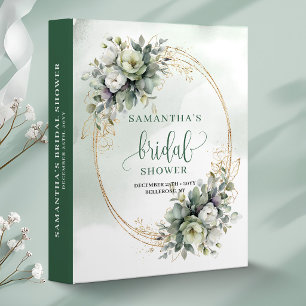 Greenery Botanical Gold Bridal Shower Memory Album 3 Ring Binder