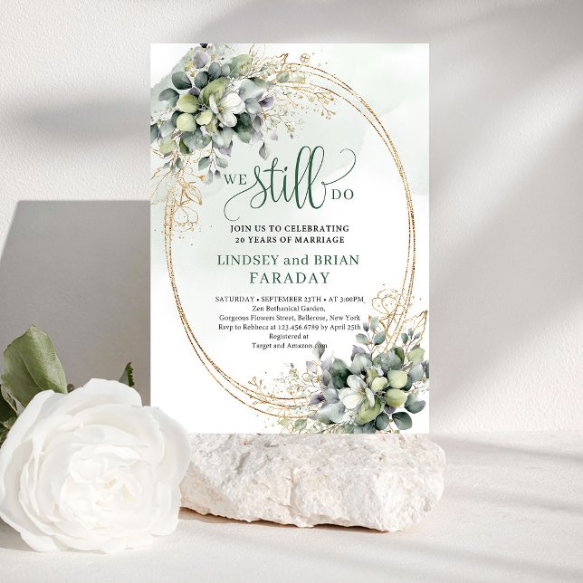 Greenery Botanical Gold Foliage We Still Do Invite (Greenery Botanical Gold Foliage We Still Do Invite)