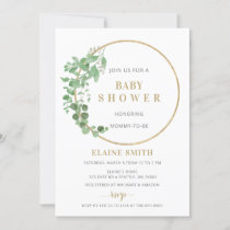 Greenery Botanical Gold Gender Neutral Baby Shower Invitation