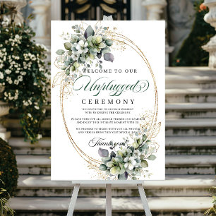 Greenery Botanical Gold Unplugged Ceremony Wedding Poster