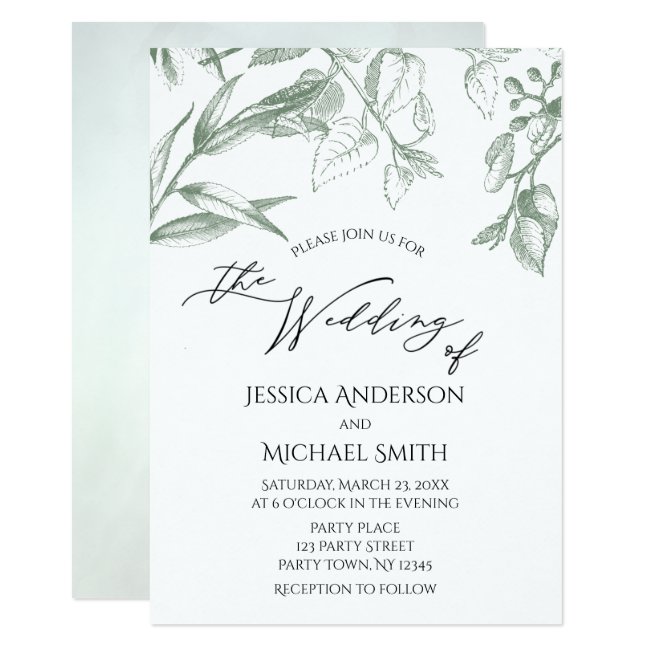 Greenery Botanical Leaves Wedding Card
