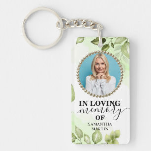 Greenery Botanical Memorial Gift Photo Keychain