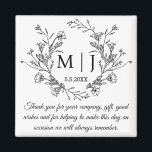 Greenery Botanical Monogram Wedding Thank You Magnet<br><div class="desc">Show your gratitude with this elegant botanical wedding thank you magnet. Featuring a lush greenery and eucalyptus design.</div>