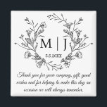 Greenery Botanical Monogram Wedding Thank You Magnet<br><div class="desc">Show your gratitude with this elegant botanical wedding thank you magnet. Featuring a lush greenery and eucalyptus design.</div>